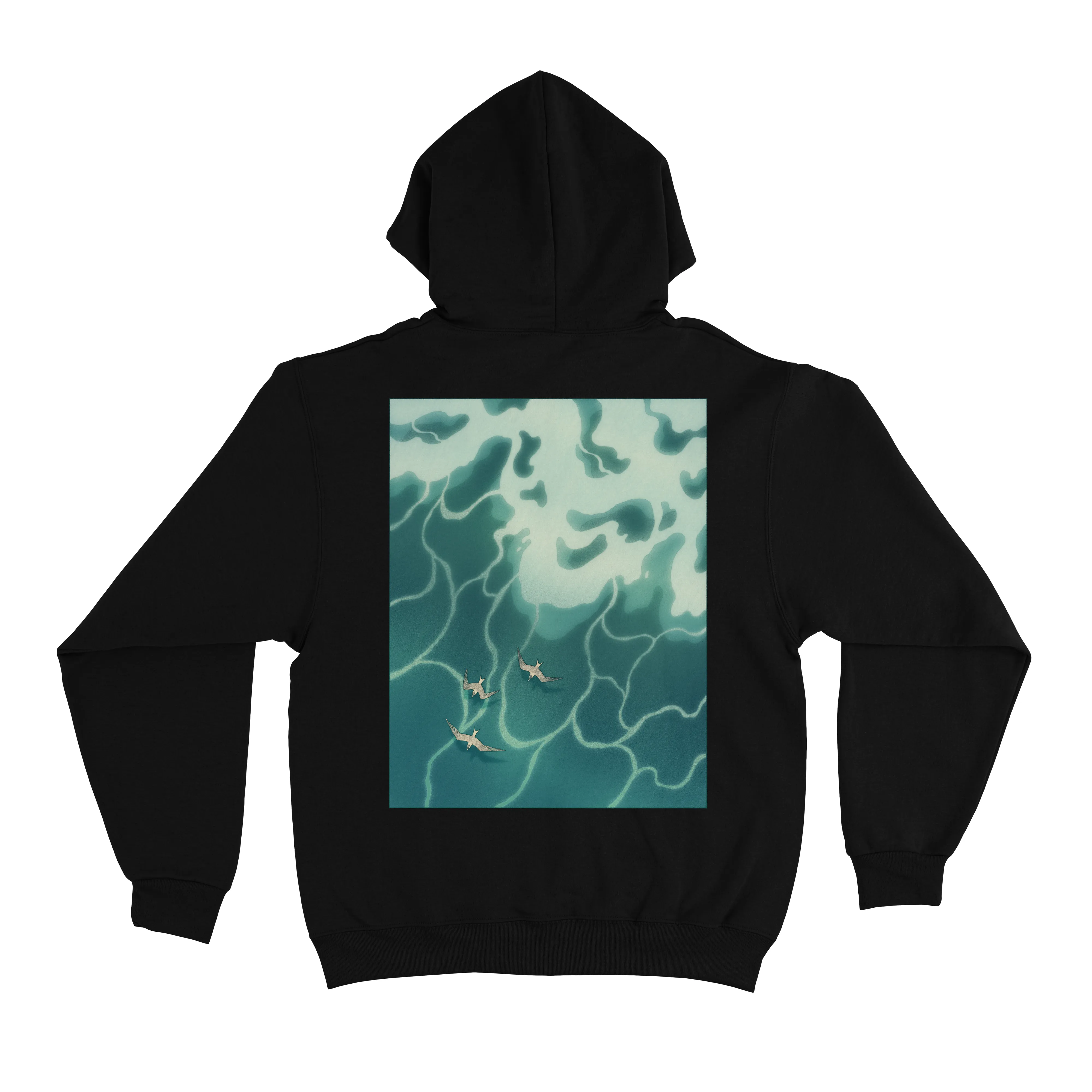 "Seabirds" Basic Hoodie Black/White