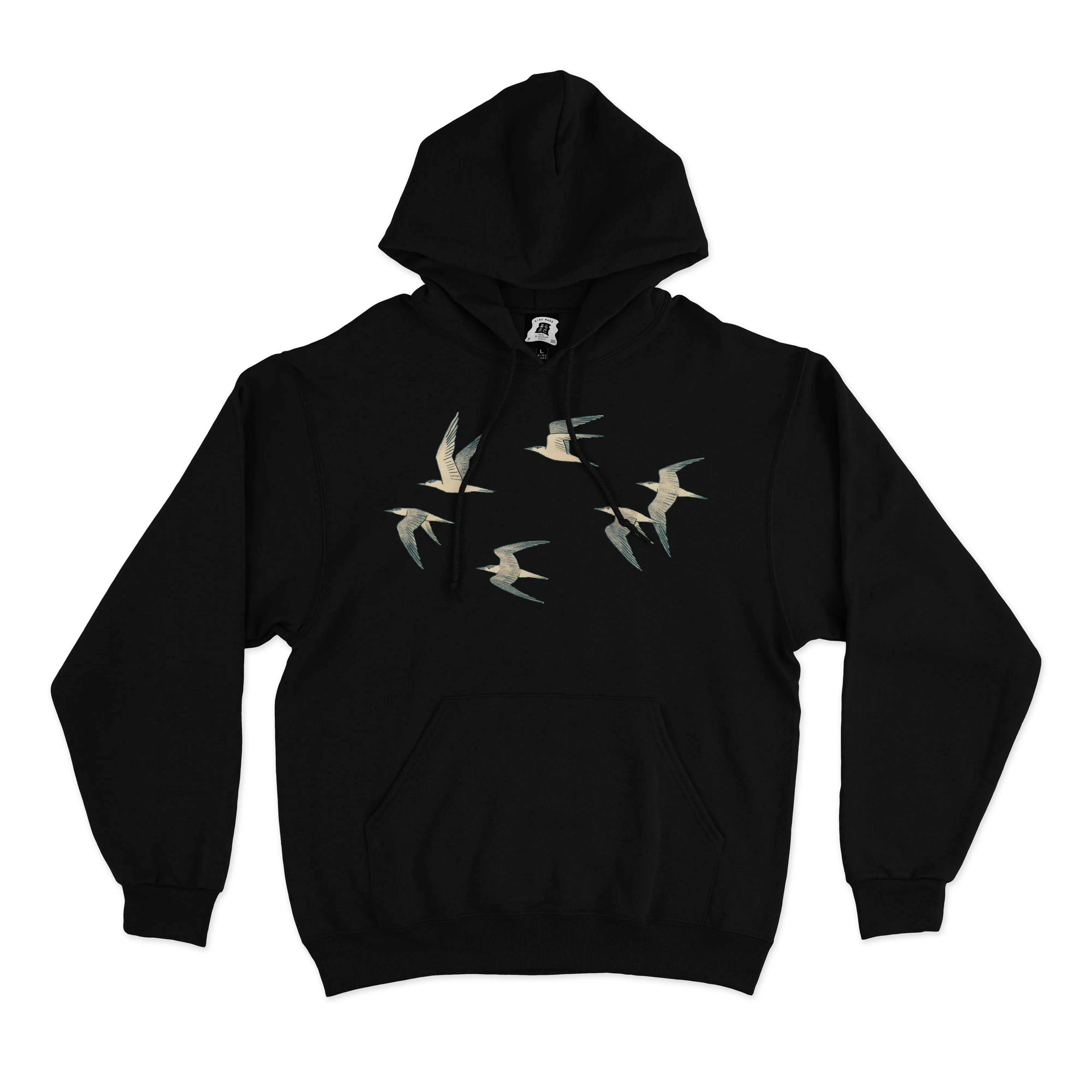"Seabirds" Basic Hoodie Black/White