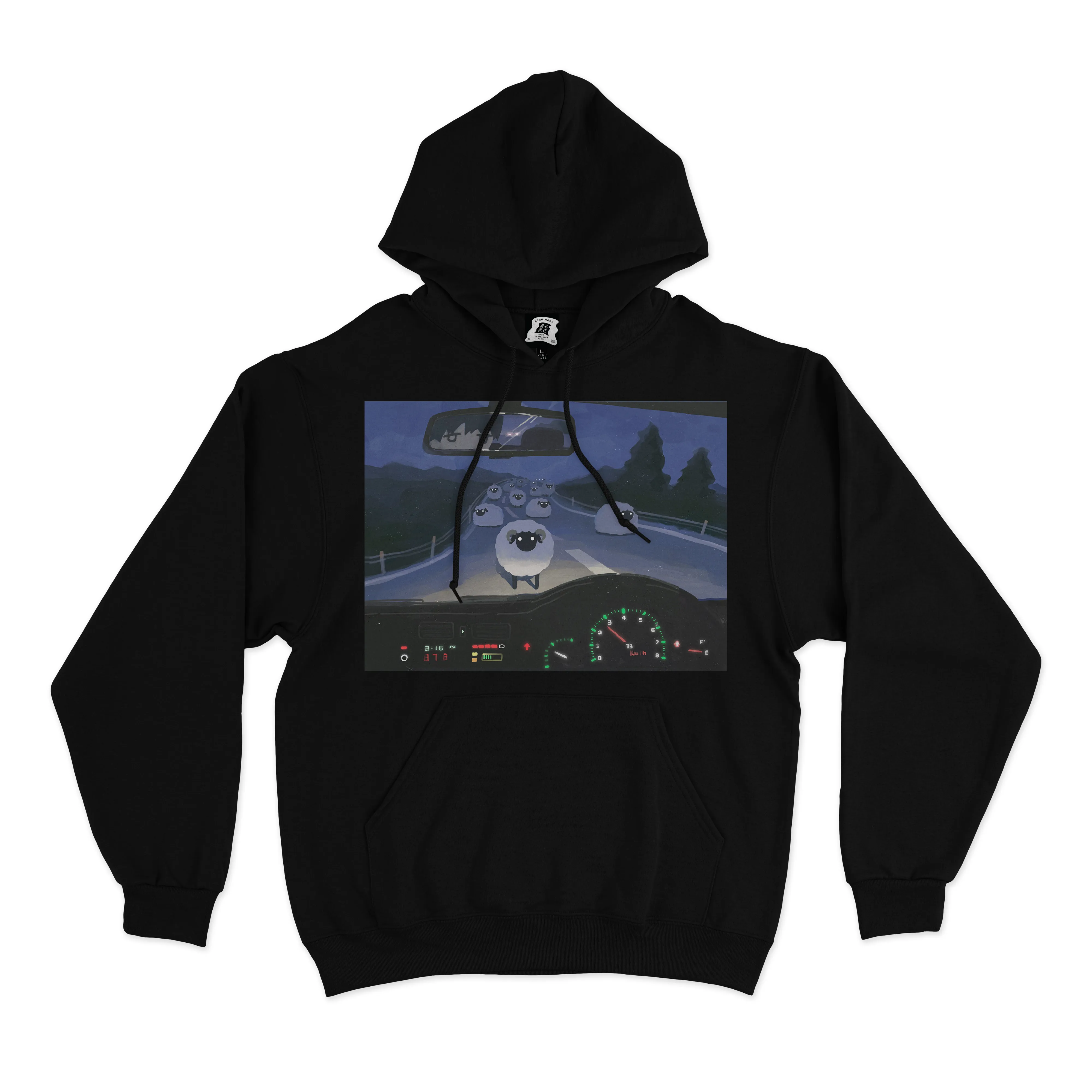 "Sheep" Basic Hoodie Black