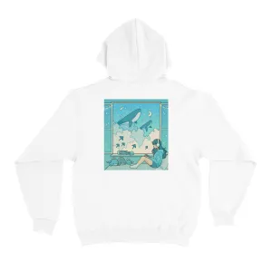 "Whale Window" Basic Hoodie White/Black