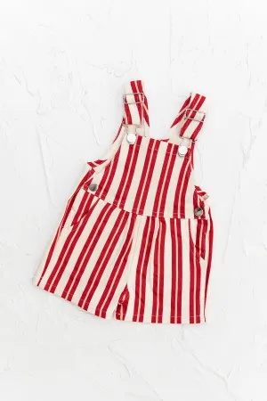 Red/Pink Stripe Denim Overalls