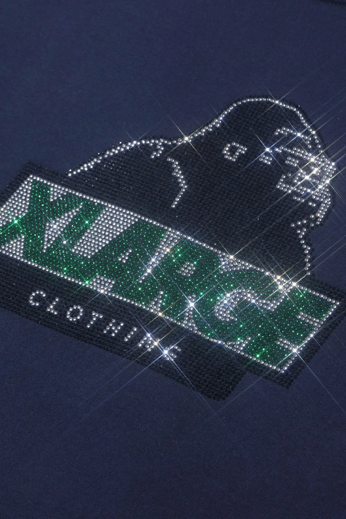 RHINESTONE SLANTED OG TEE -  NAVY