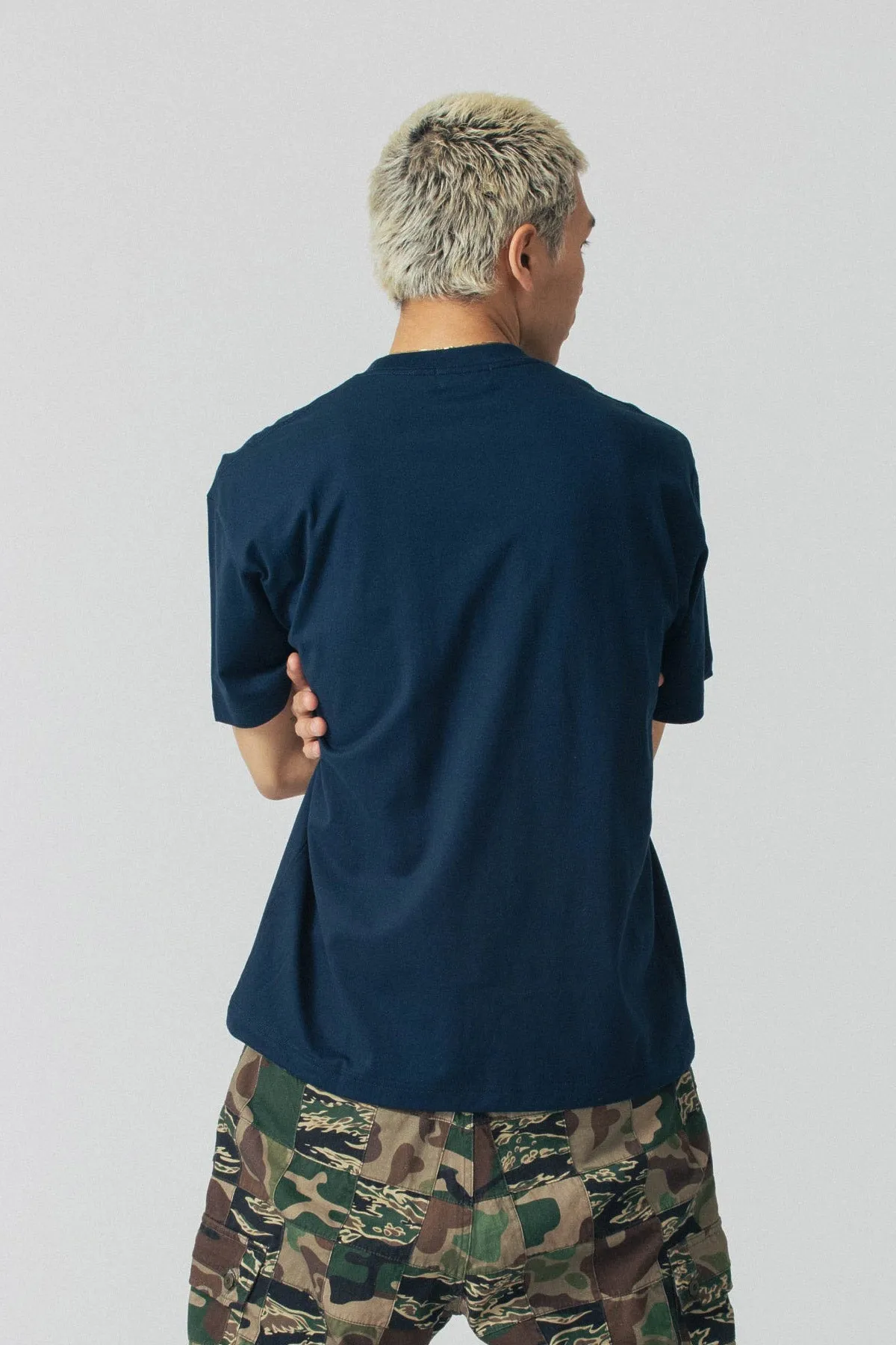 RHINESTONE SLANTED OG TEE -  NAVY