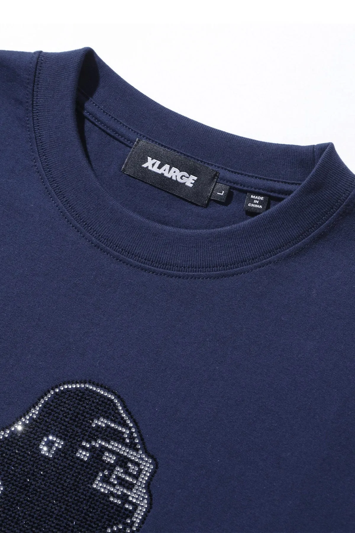 RHINESTONE SLANTED OG TEE -  NAVY