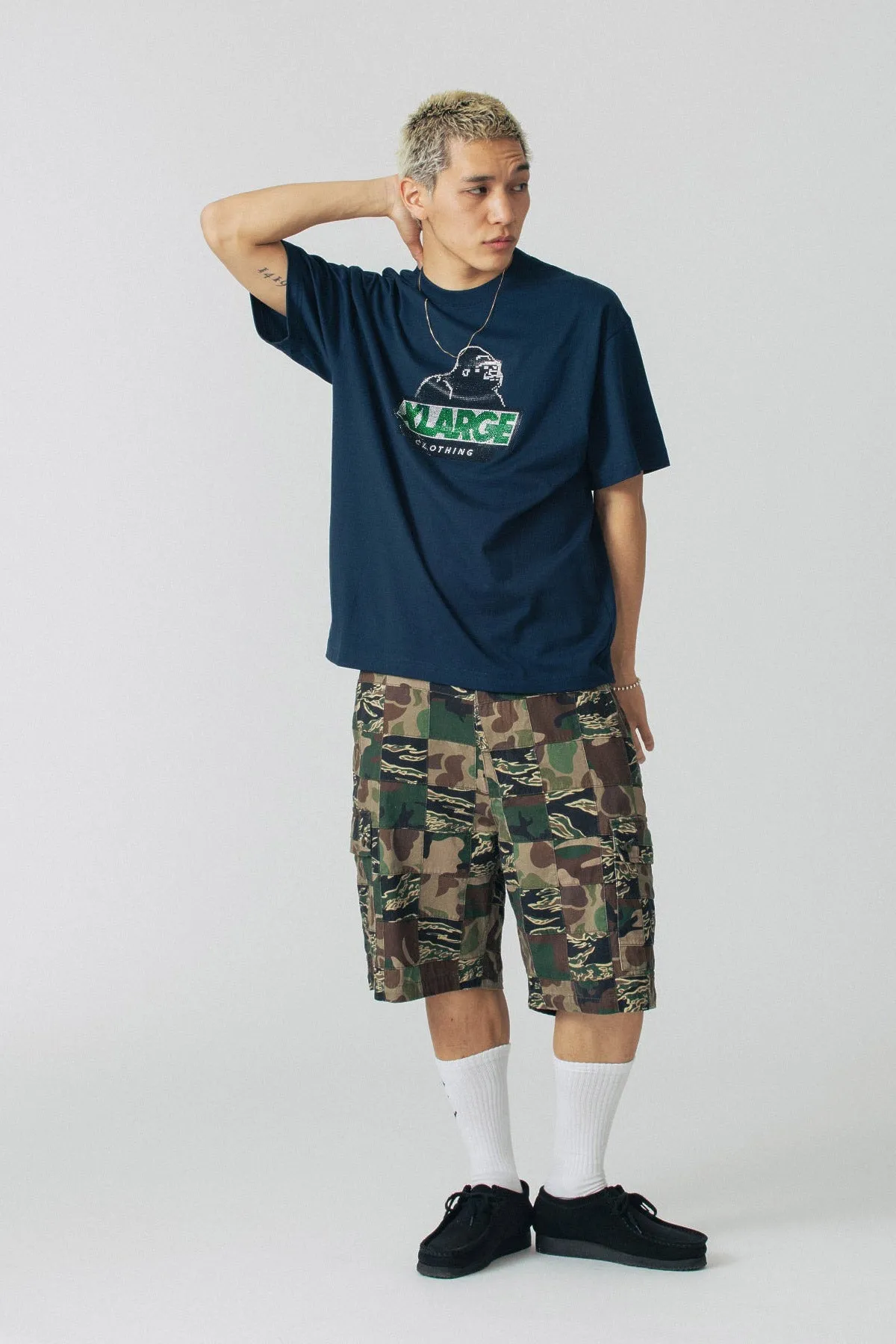 RHINESTONE SLANTED OG TEE -  NAVY