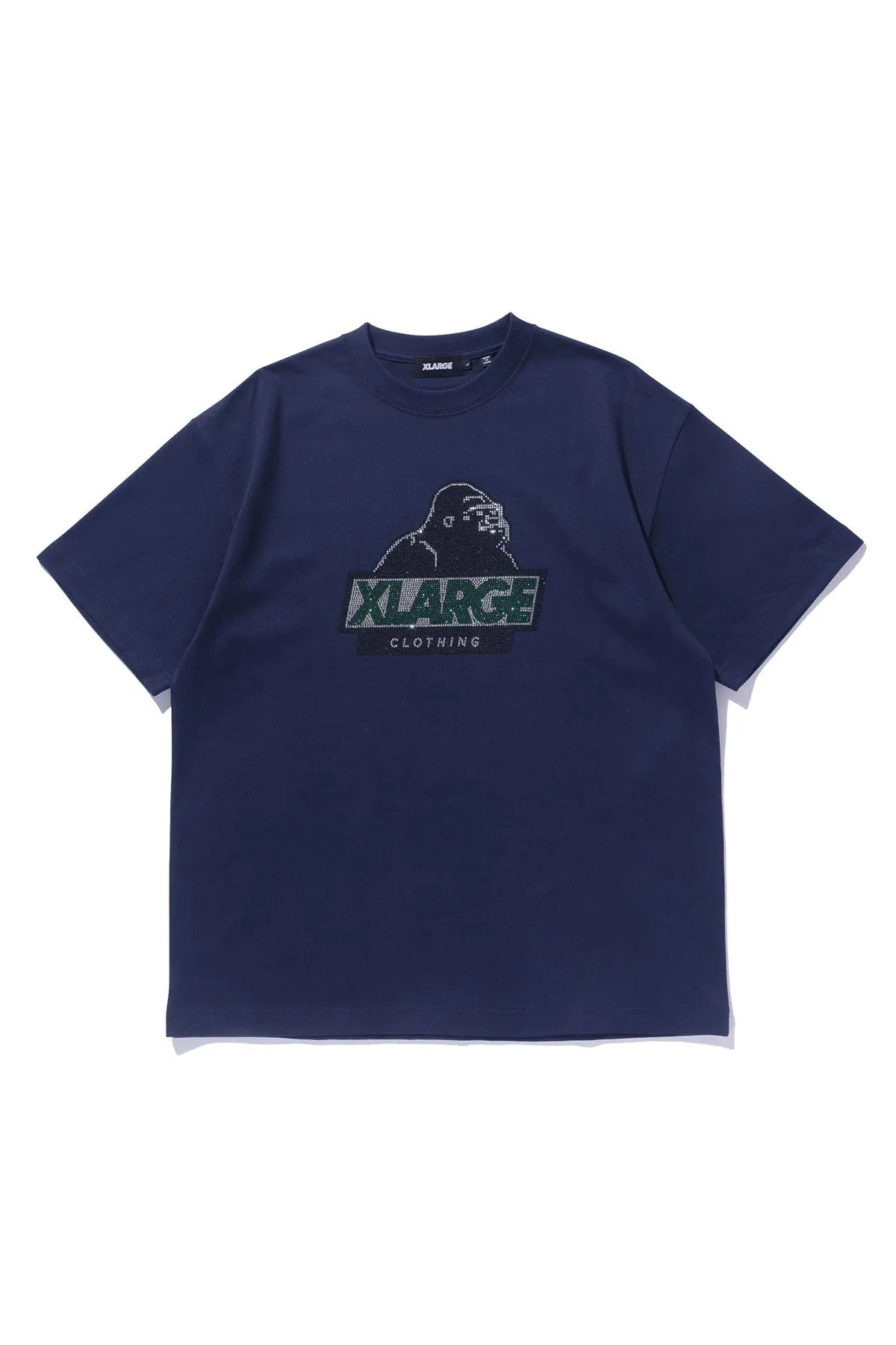 RHINESTONE SLANTED OG TEE -  NAVY