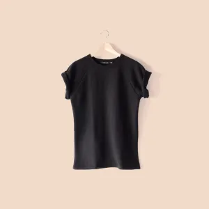 Roll Sleeve Sweatshirt Tee / Black