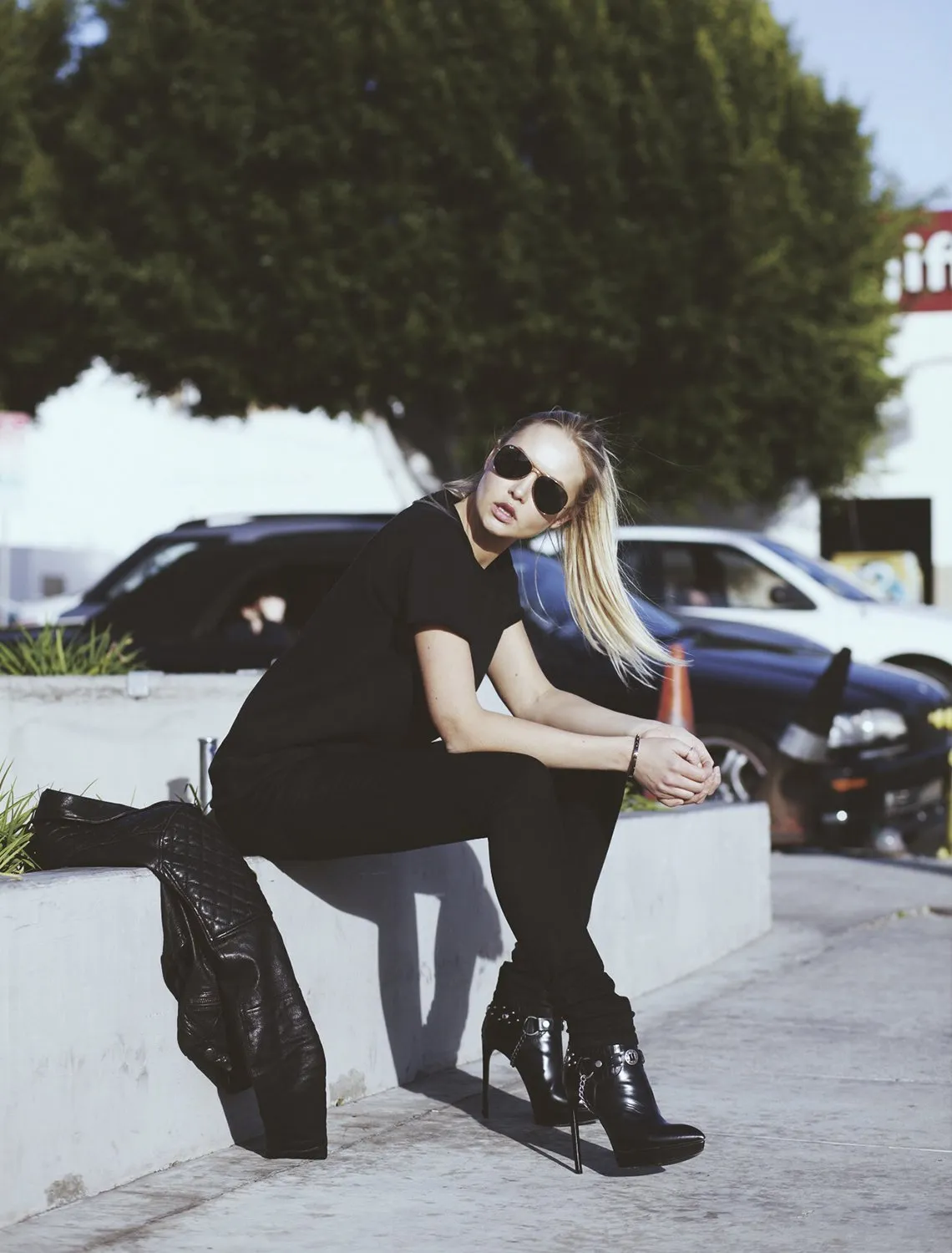 Roll Sleeve Sweatshirt Tee / Black