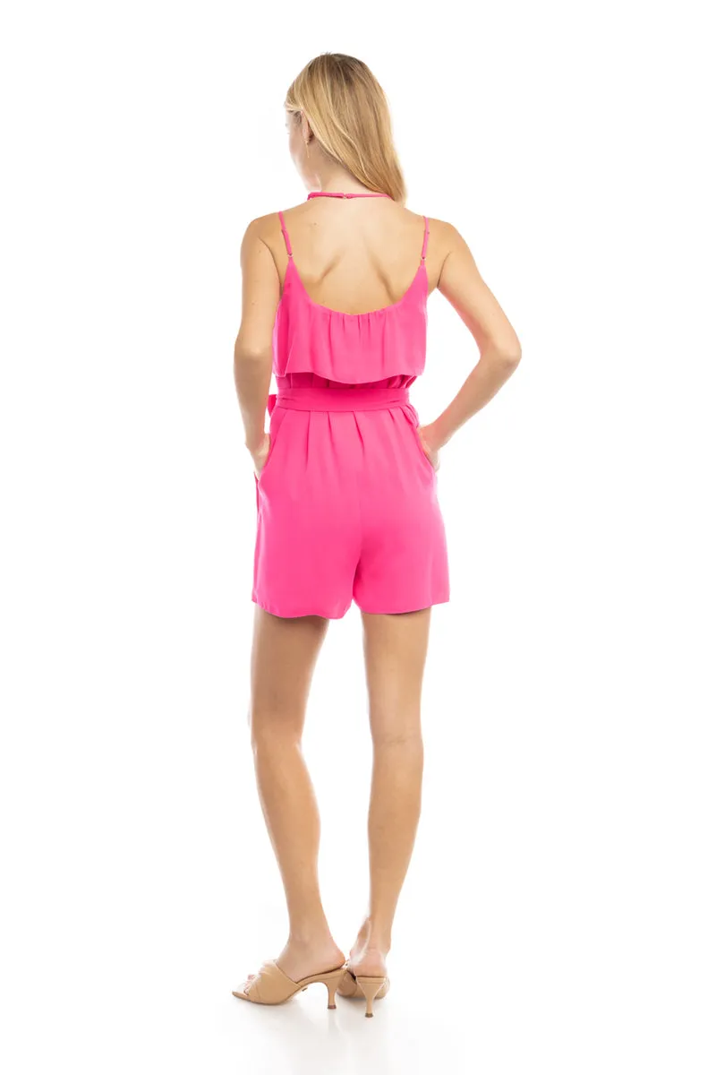Ruffle Layered Waist Belted Romper