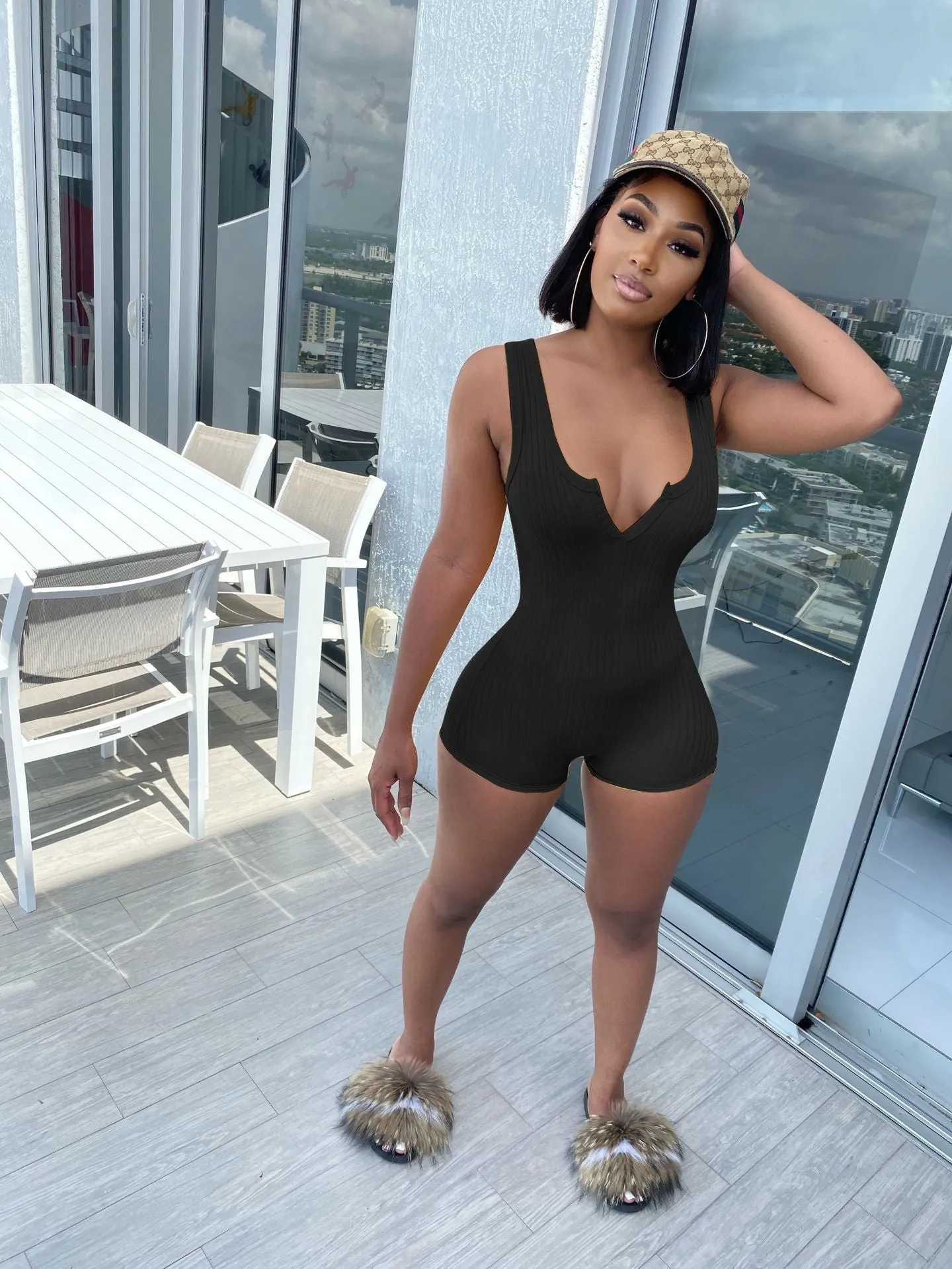 Sexy V-neck tank top jumpsuit AY1101