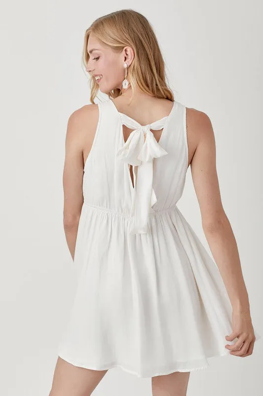 SHAWNA SMOCK SLEEVELESS MINI DRESS