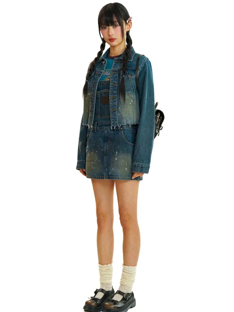 short denim overalls dress