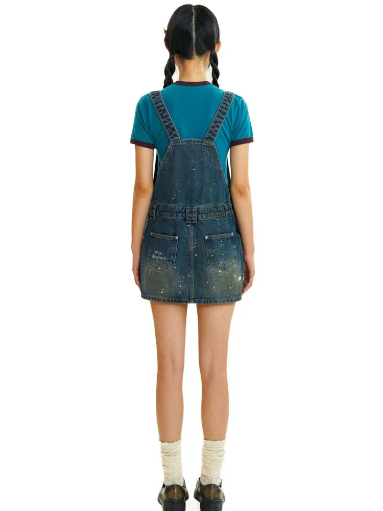 short denim overalls dress