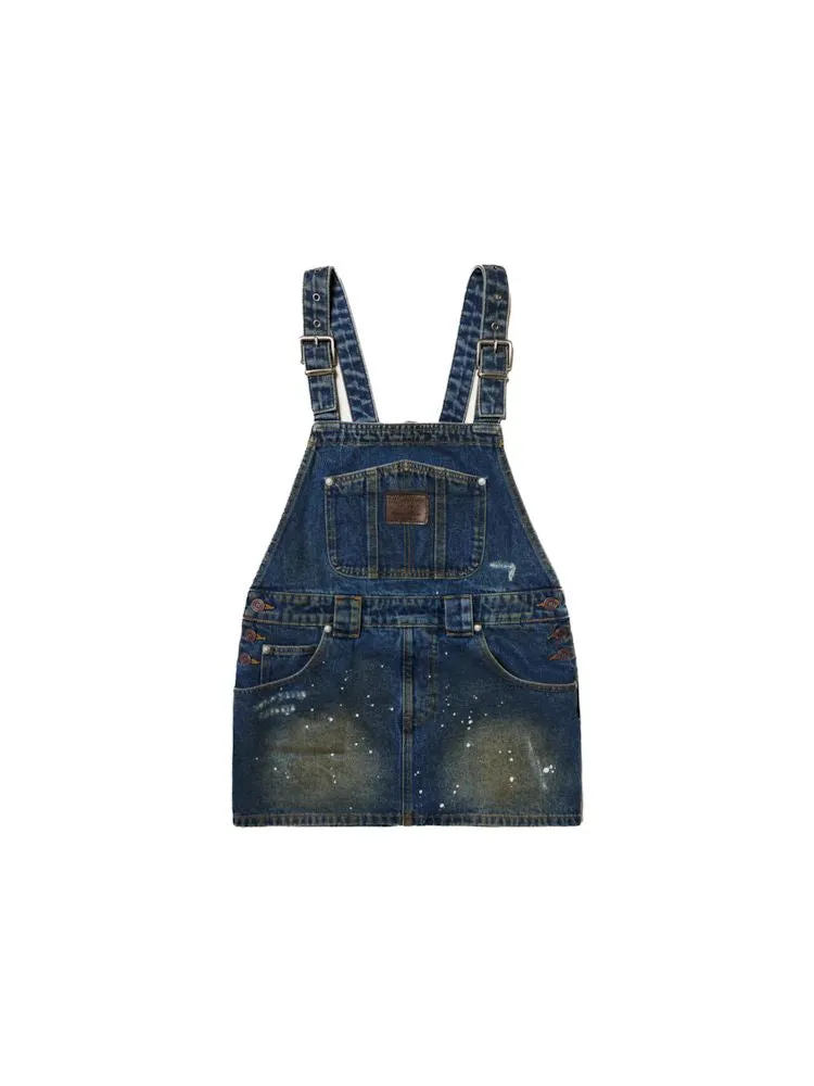 short denim overalls dress