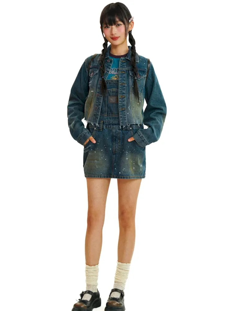 short denim overalls dress