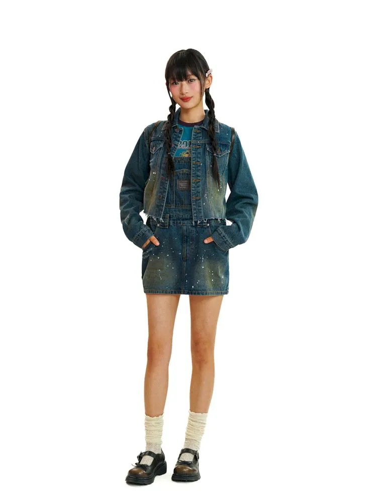 short denim overalls dress