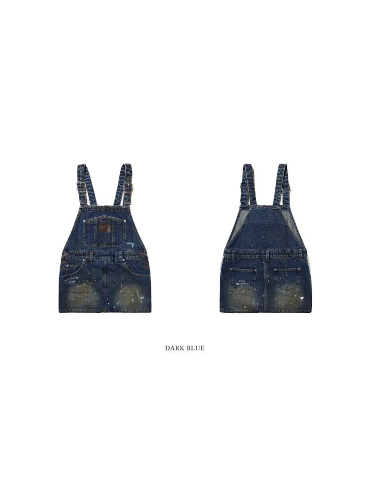 short denim overalls dress