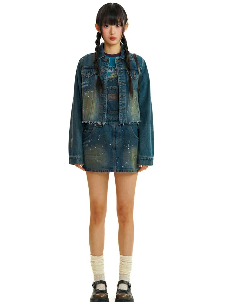 short denim overalls dress