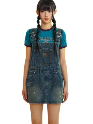 short denim overalls dress
