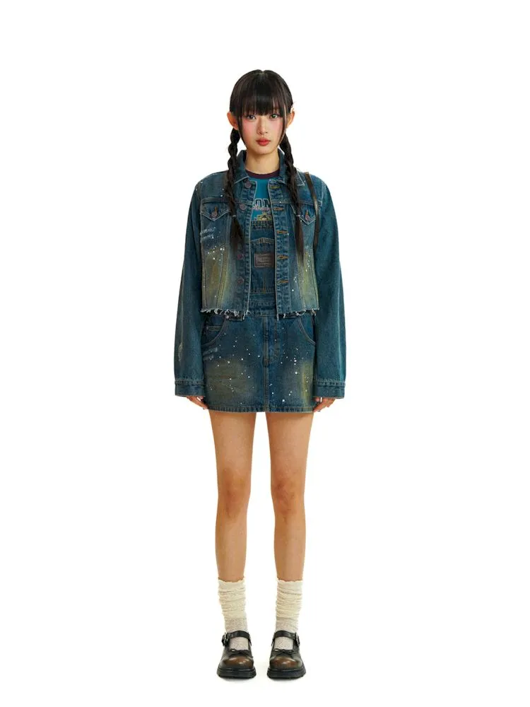 short denim overalls dress