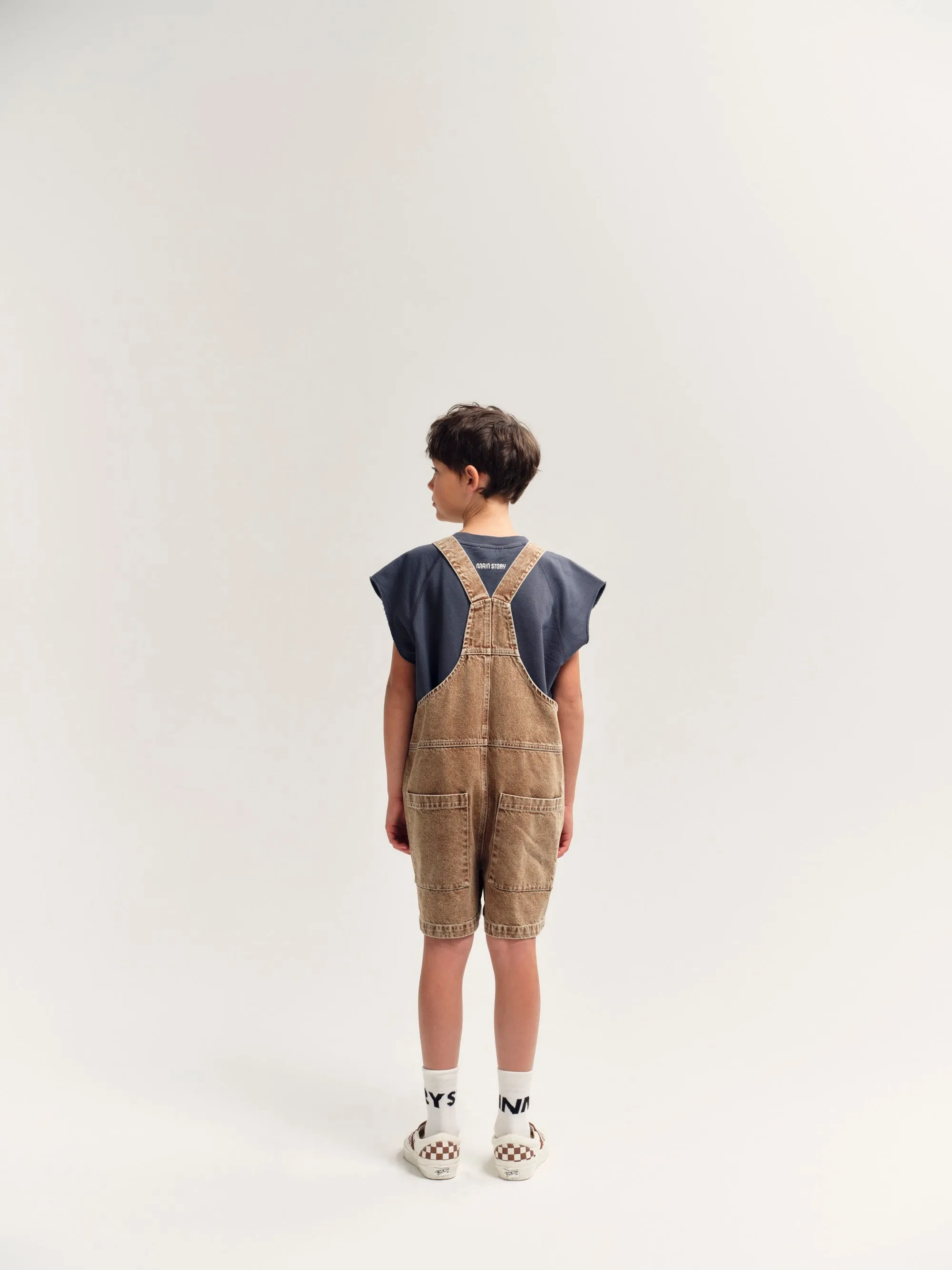 Short Dungaree - Camel Stonewashed