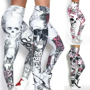 Skull Artwork Printed Leggings