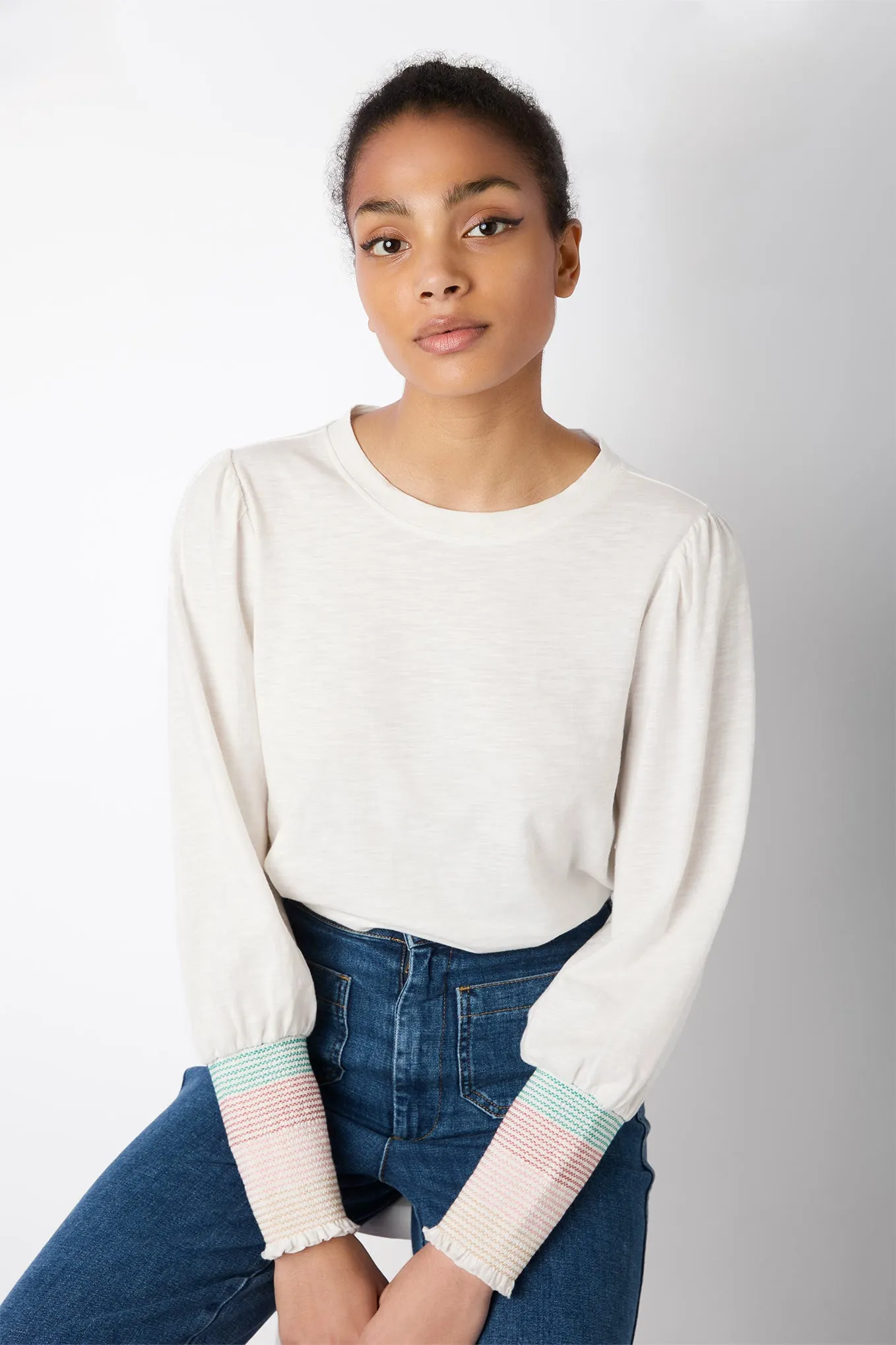 Sophia Cotton Slub Top - White