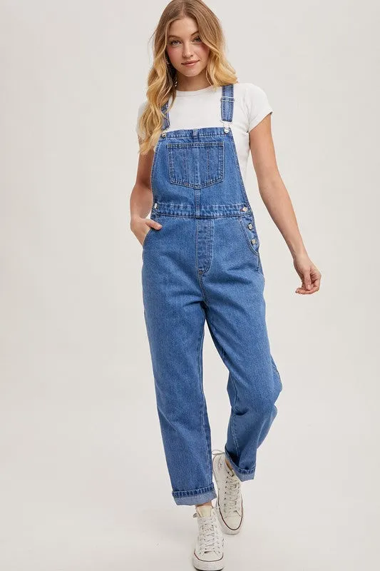 Southi Denim Straight Leg Overalls