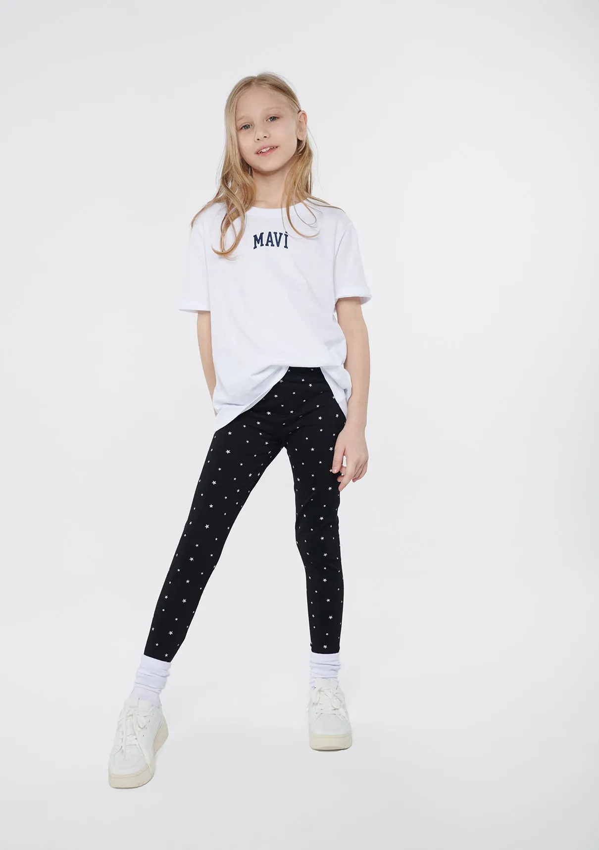 Stars Printed Black Leggings