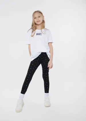 Stars Printed Black Leggings