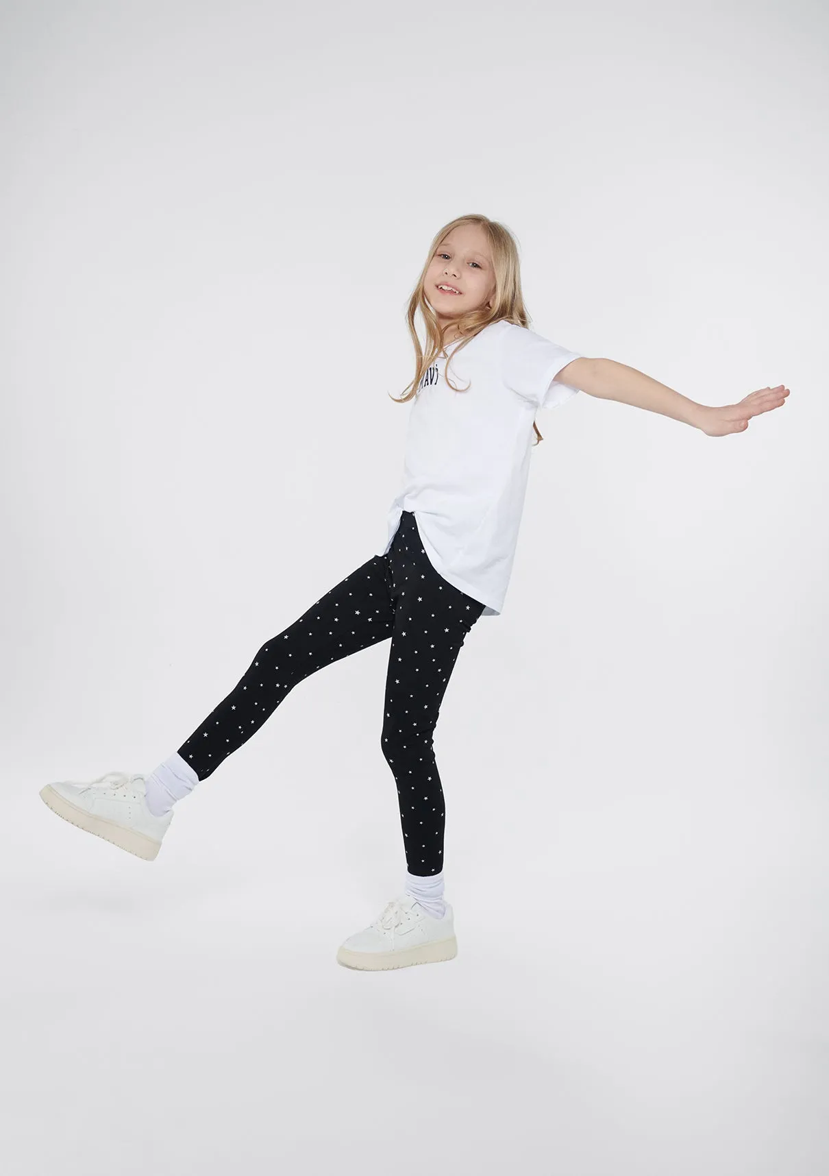 Stars Printed Black Leggings