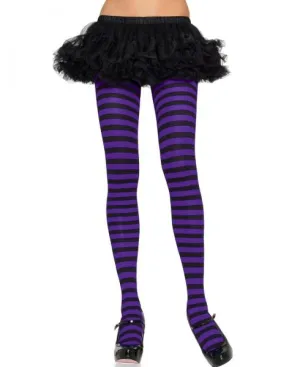 Stripe Tights - Black & Purple - One Size