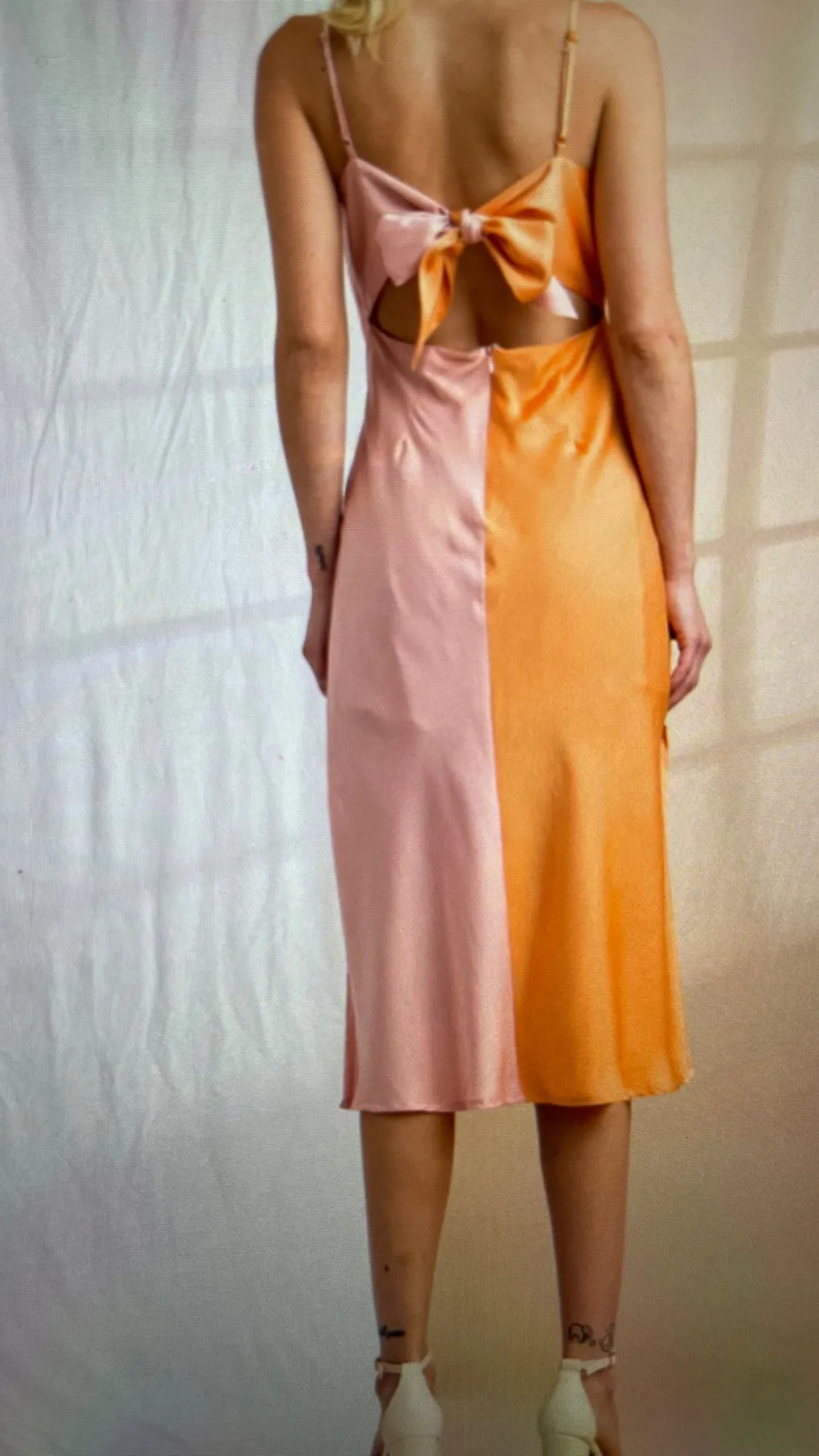 SUMMER COLORBLOCK SLIP MIDI DRESS
