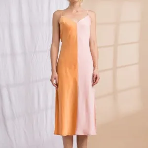 SUMMER COLORBLOCK SLIP MIDI DRESS