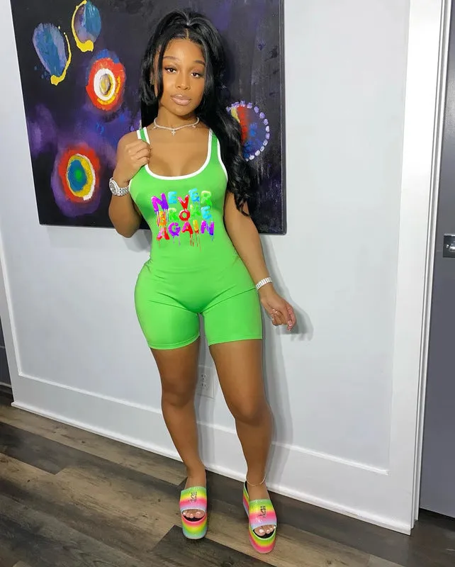Summer letter print racer jumpsuit AY1013