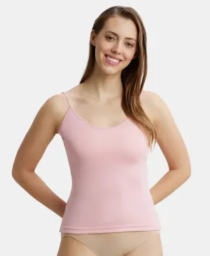 Super Combed Cotton Rib Camisole with Adjustable Straps and StayFresh Treatment - Blush Pink