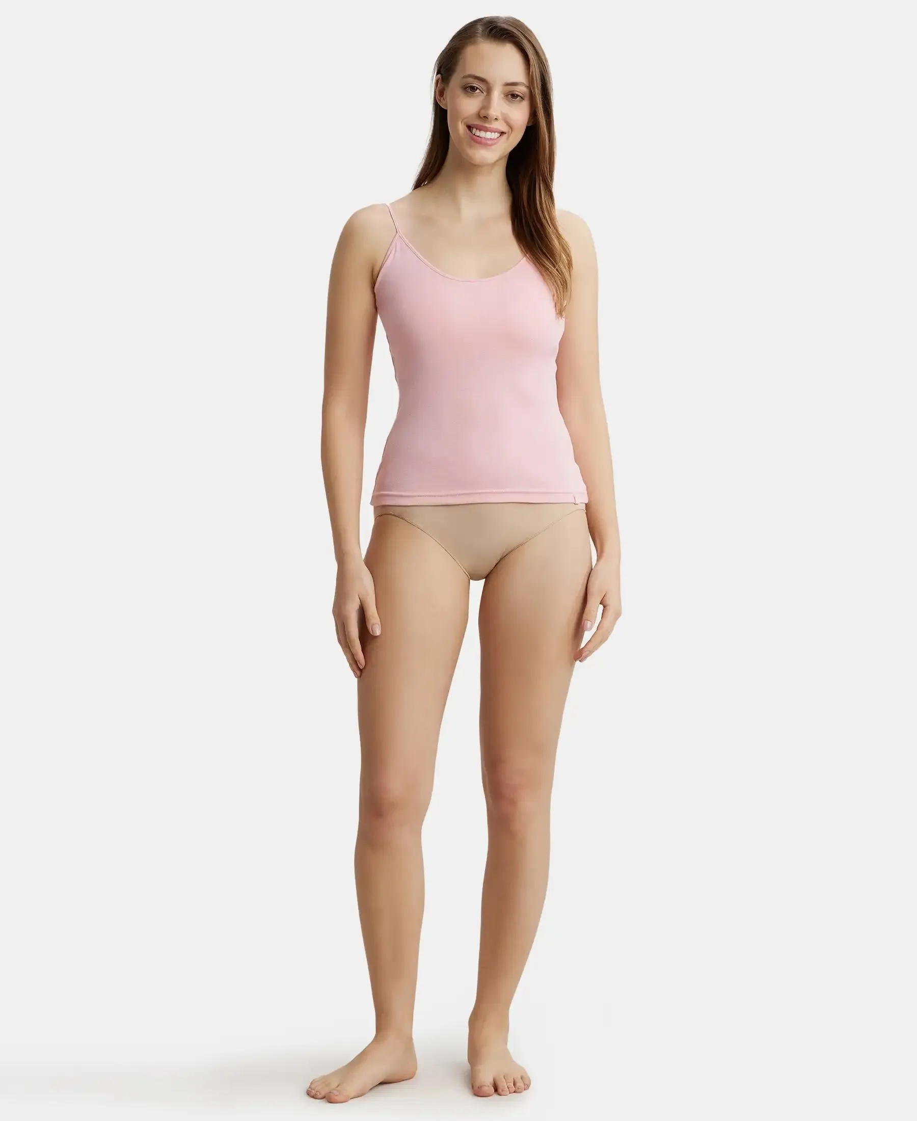 Super Combed Cotton Rib Camisole with Adjustable Straps and StayFresh Treatment - Blush Pink