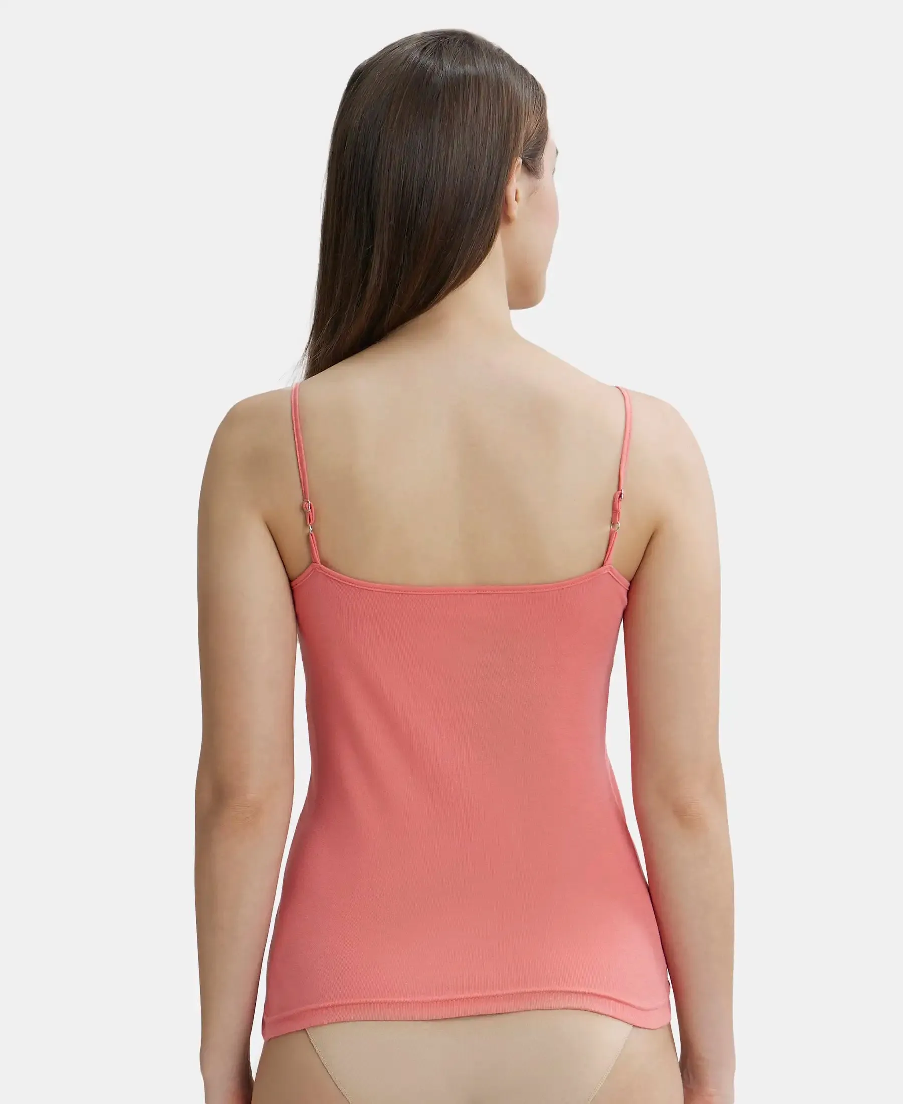 Super Combed Cotton Rib Camisole with Adjustable Straps and StayFresh Treatment - Candy Pink