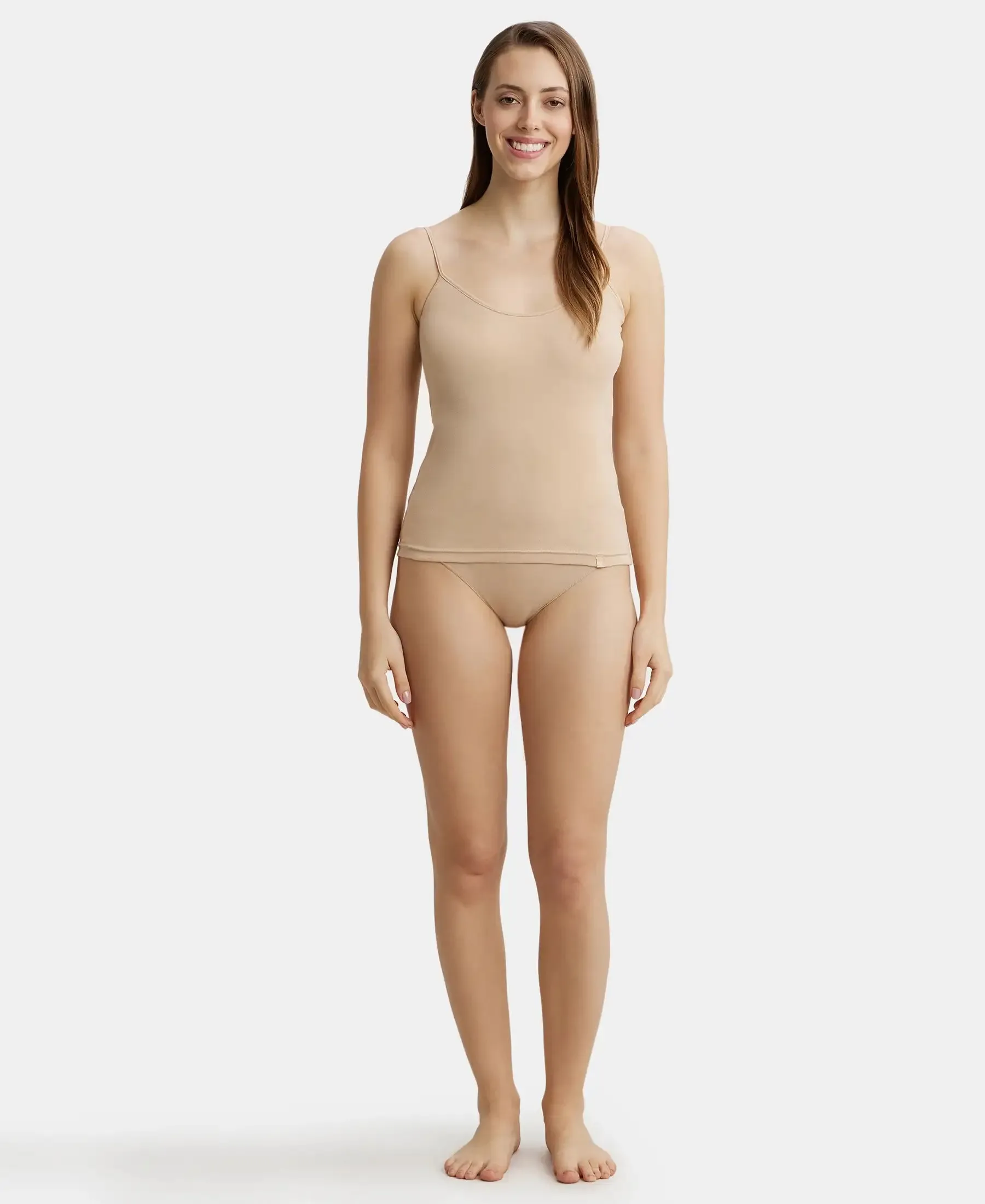 Super Combed Cotton Rib Camisole with Adjustable Straps and StayFresh Treatment - Light Skin