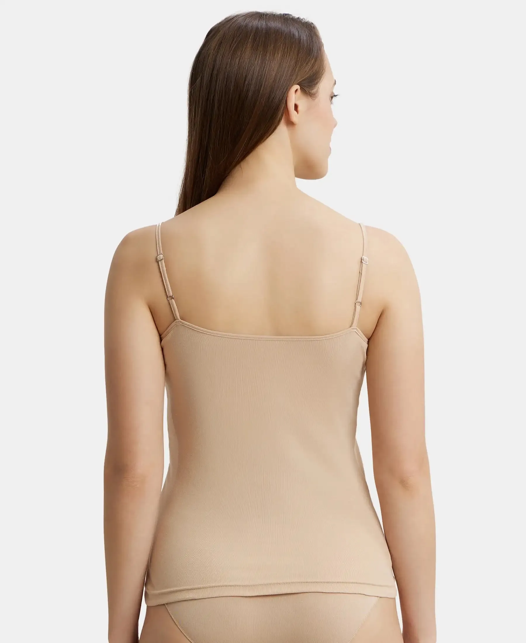 Super Combed Cotton Rib Camisole with Adjustable Straps and StayFresh Treatment - Light Skin