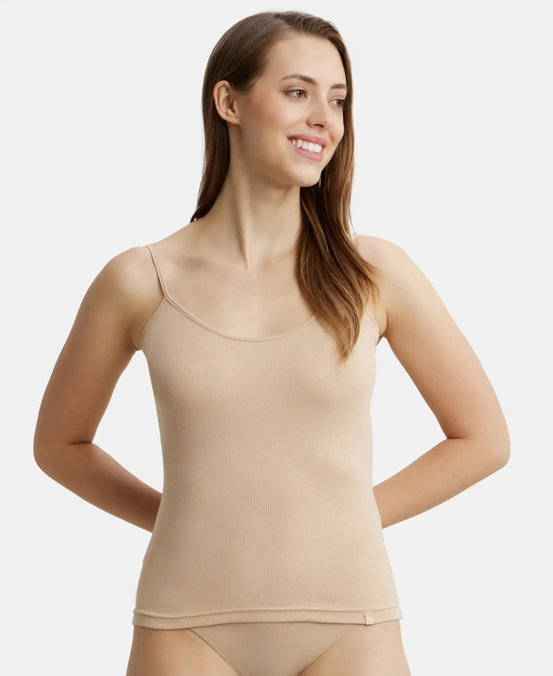 Super Combed Cotton Rib Camisole with Adjustable Straps and StayFresh Treatment - Light Skin
