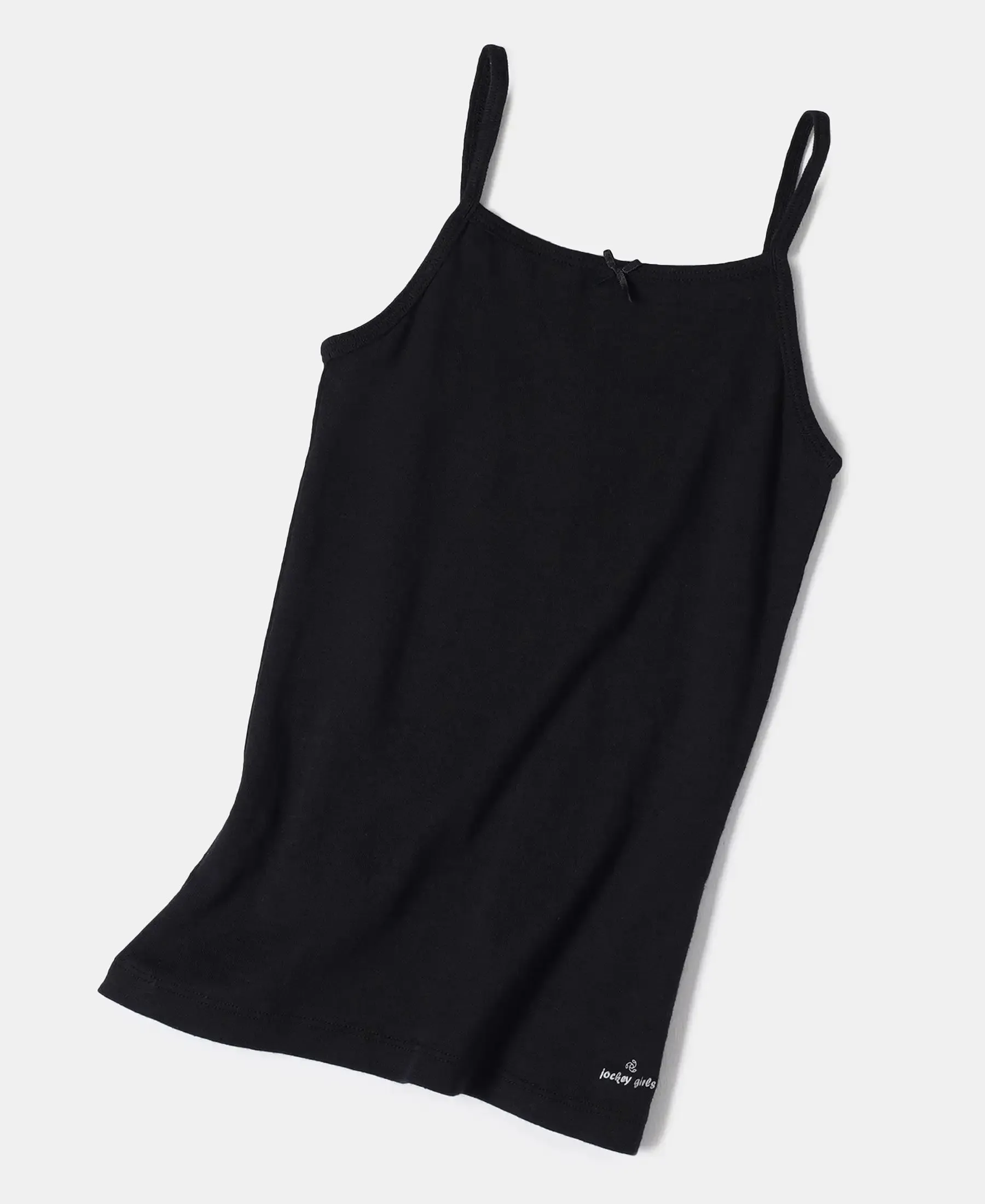 Super Combed Cotton Rib Fabric Camisole with Regular Straps - Black