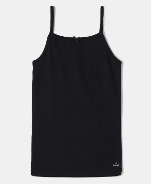 Super Combed Cotton Rib Fabric Camisole with Regular Straps - Black