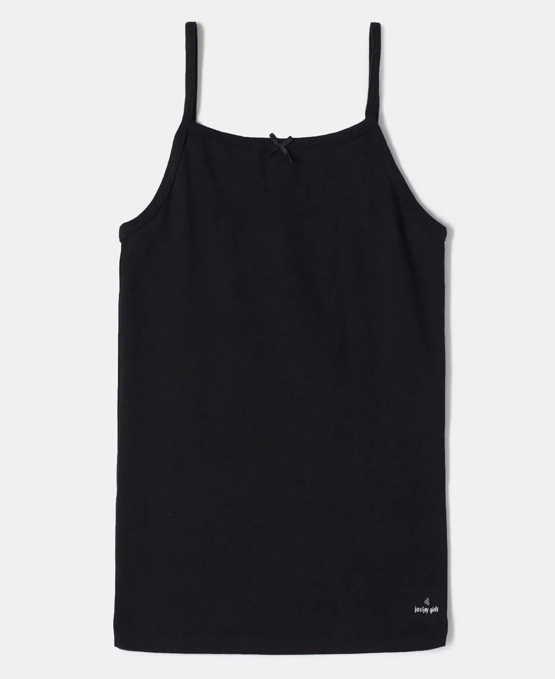 Super Combed Cotton Rib Fabric Camisole with Regular Straps - Black