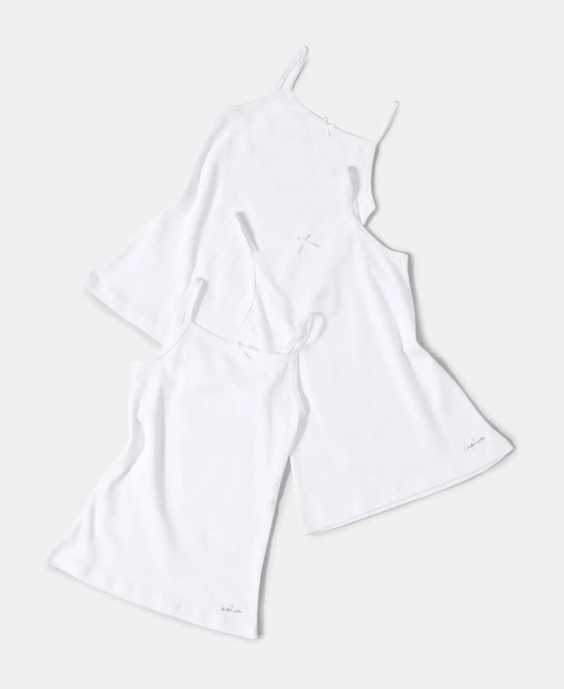 Super Combed Cotton Rib Fabric Camisole with Regular Straps - White (Pack of 3)