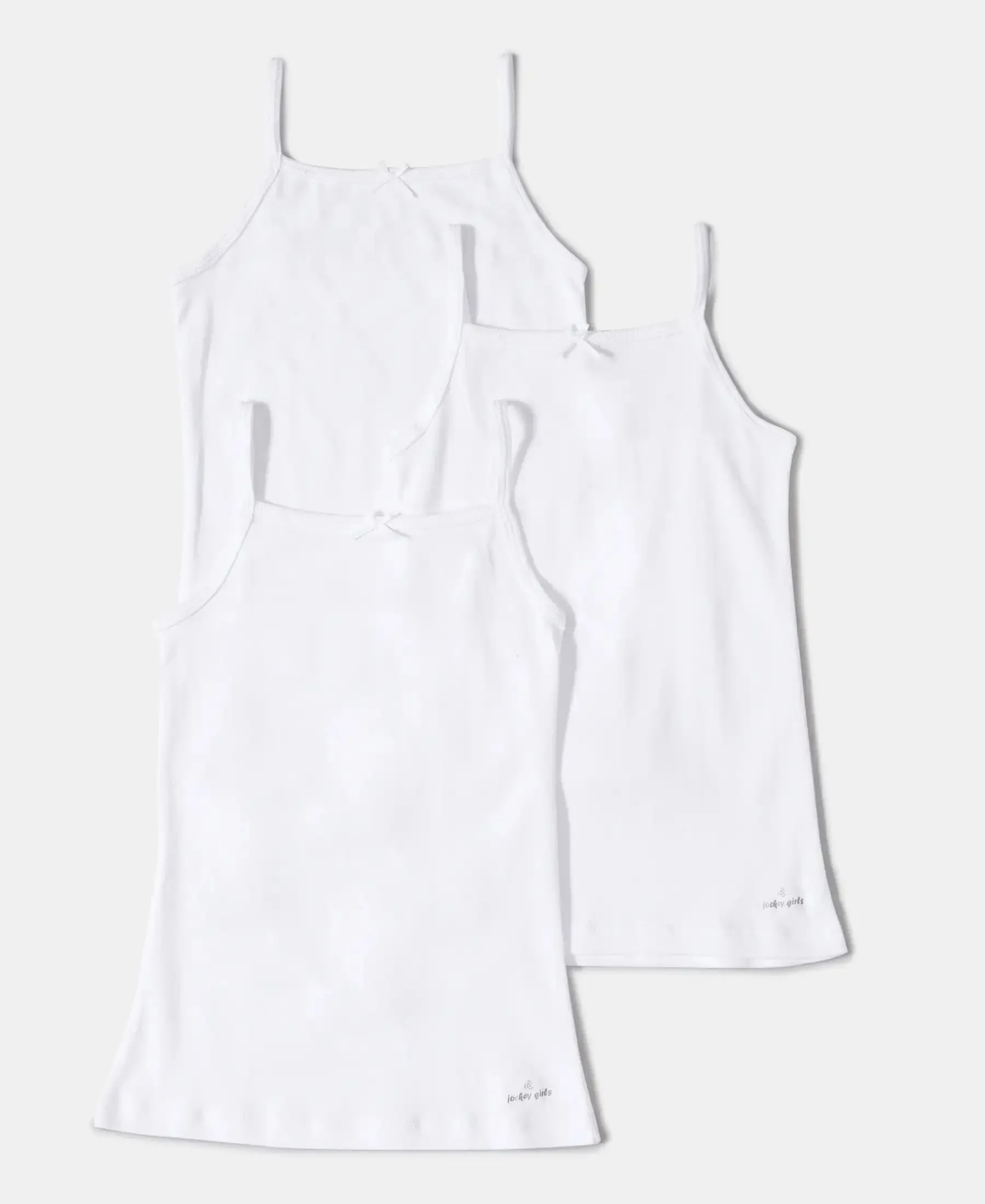 Super Combed Cotton Rib Fabric Camisole with Regular Straps - White (Pack of 3)
