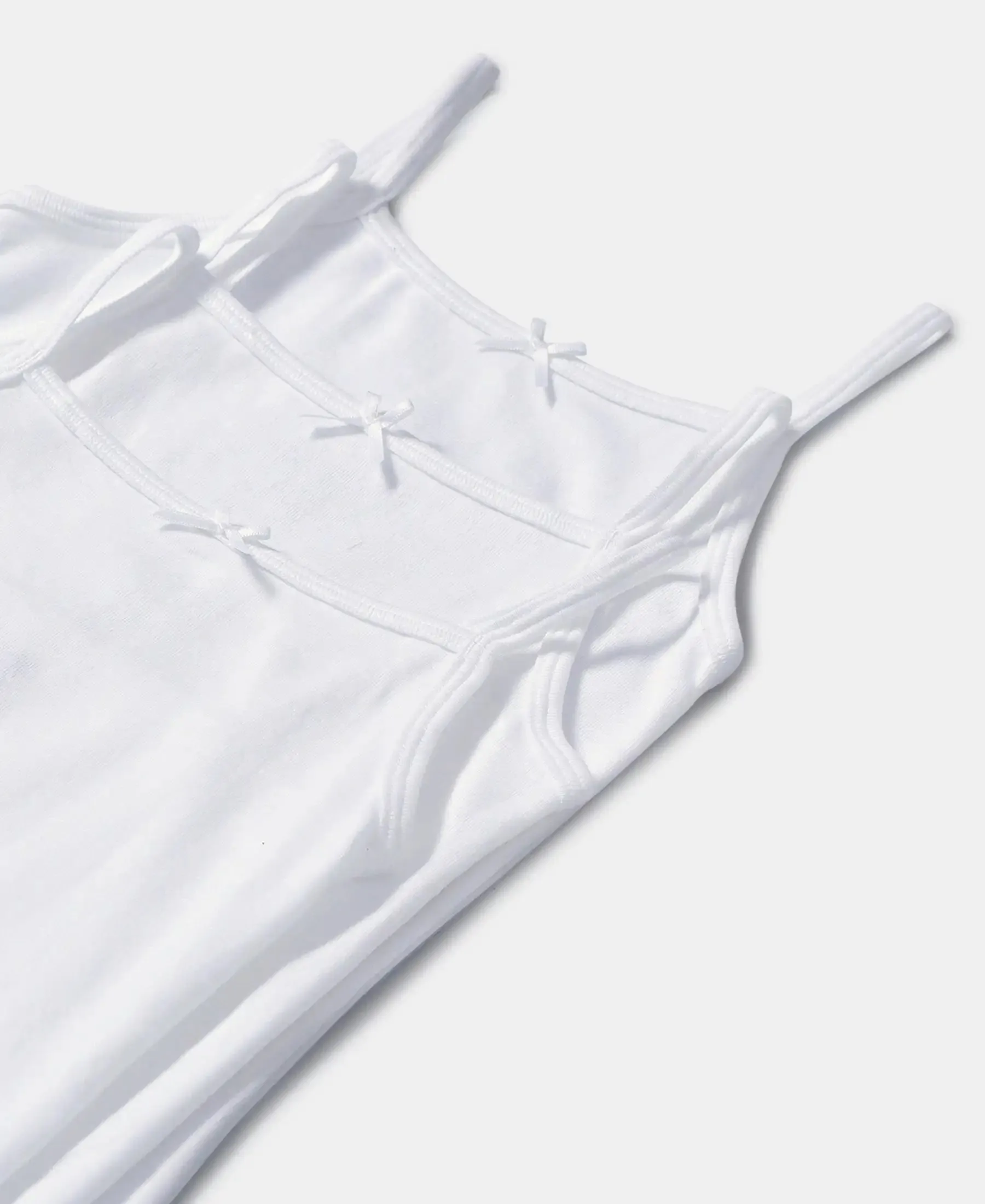 Super Combed Cotton Rib Fabric Camisole with Regular Straps - White (Pack of 3)