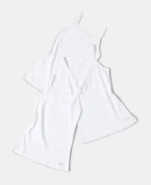 Super Combed Cotton Rib Fabric Camisole with Regular Straps - White (Pack of 3)
