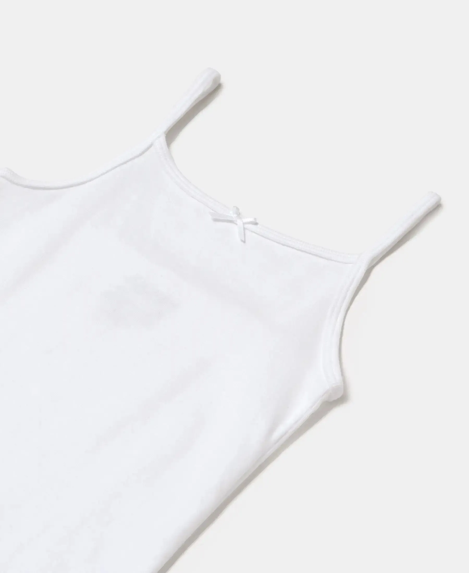 Super Combed Cotton Rib Fabric Camisole with Regular Straps - White