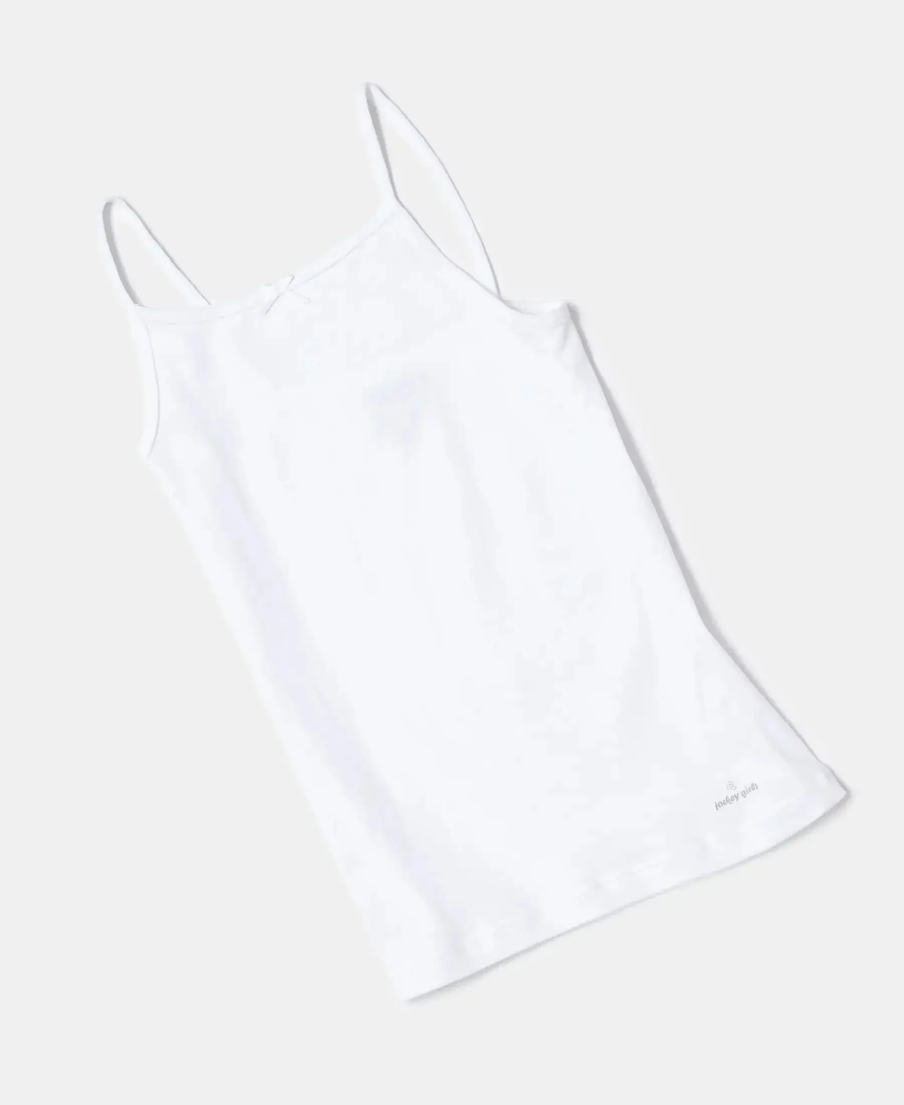 Super Combed Cotton Rib Fabric Camisole with Regular Straps - White